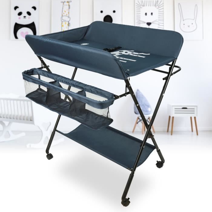 Foldable Baby Changing Table - KEDIA - Dark Blue - Adjustable Height - Weight Capacity up to 30 kg - 80*66*98cm