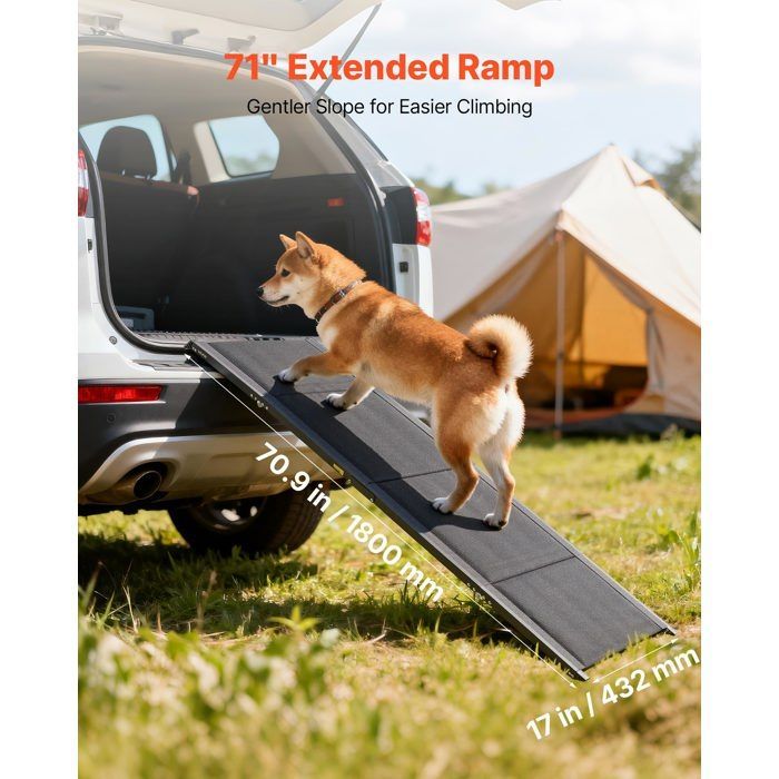 Rampa para perros VEVOR - 180 x 43,2 cm - Rampa de acceso plegable para coches, apta para perros medianos y grandes (hasta 113 kg).