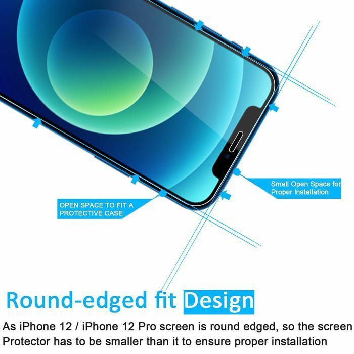 Kit com 3 películas de vidro temperado para iPhone 12 e iPhone 12 Pro (6,1