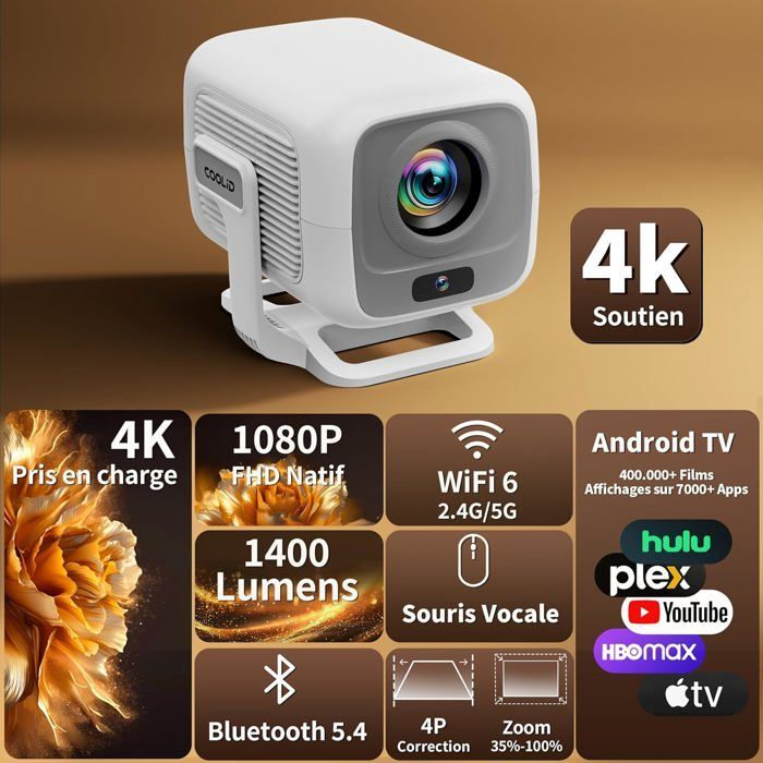 Proyector de vídeo portátil - CACTOSE - Full HD - WiFi 6 - Bluetooth 5.4 - 200 lúmenes ANSI