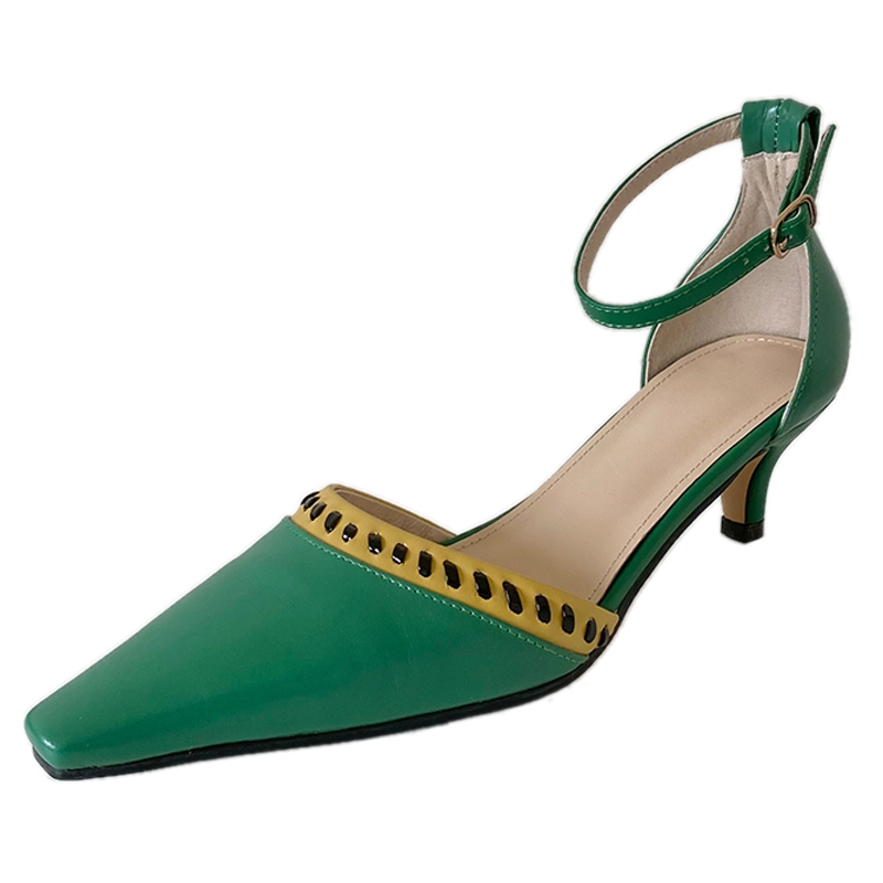 Sandali con tacco alto in vera pelle con cinturino alla caviglia Sandali estivi da donna Sandali da donna Femmes été nouveau 2021 Sandalias Mujer