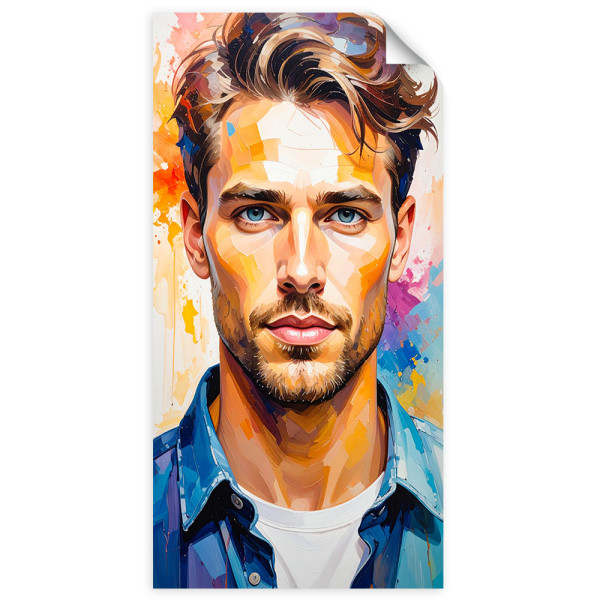 Naklejka samoprzylepna do salonu Feeby Portret Mężczyzna Model 40x80
