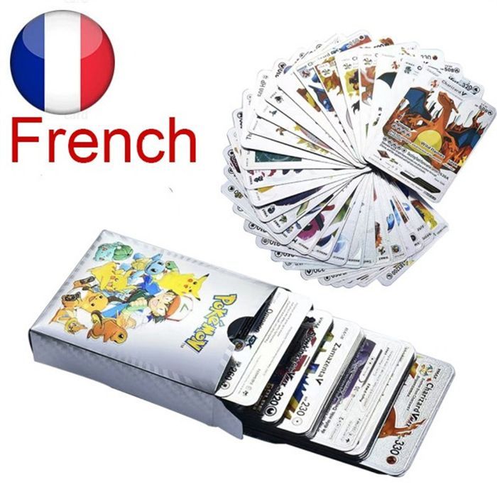 Cartes à collectionner - Cartes lumineuses Pokémon - 55 exemplaires - Édition limitée - Argent