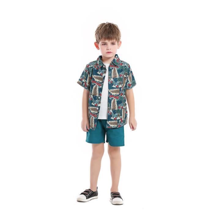 3-Piece Hawaiian Summer Vacation Outfit for Boys - Yellow