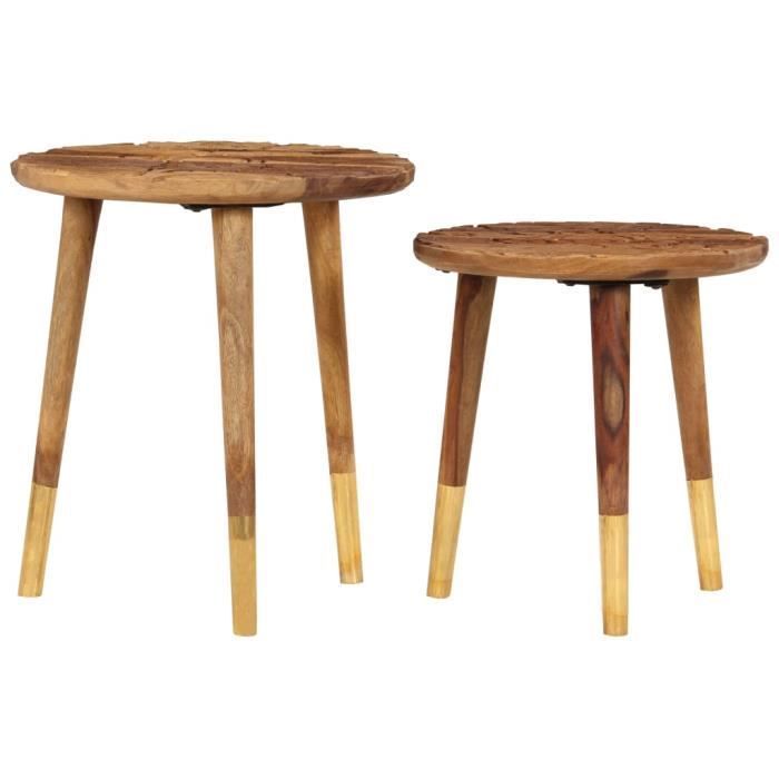 vidaXL Tables basses 2 pcs Bois solide de Sesham