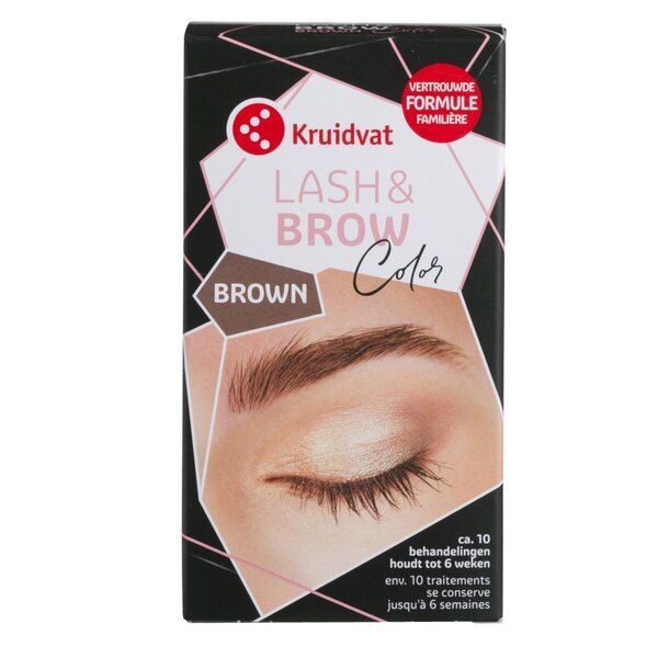 „Kruidvat Lash & Brow Color“ rudi blakstienų ir antakių dažai<br>ruda