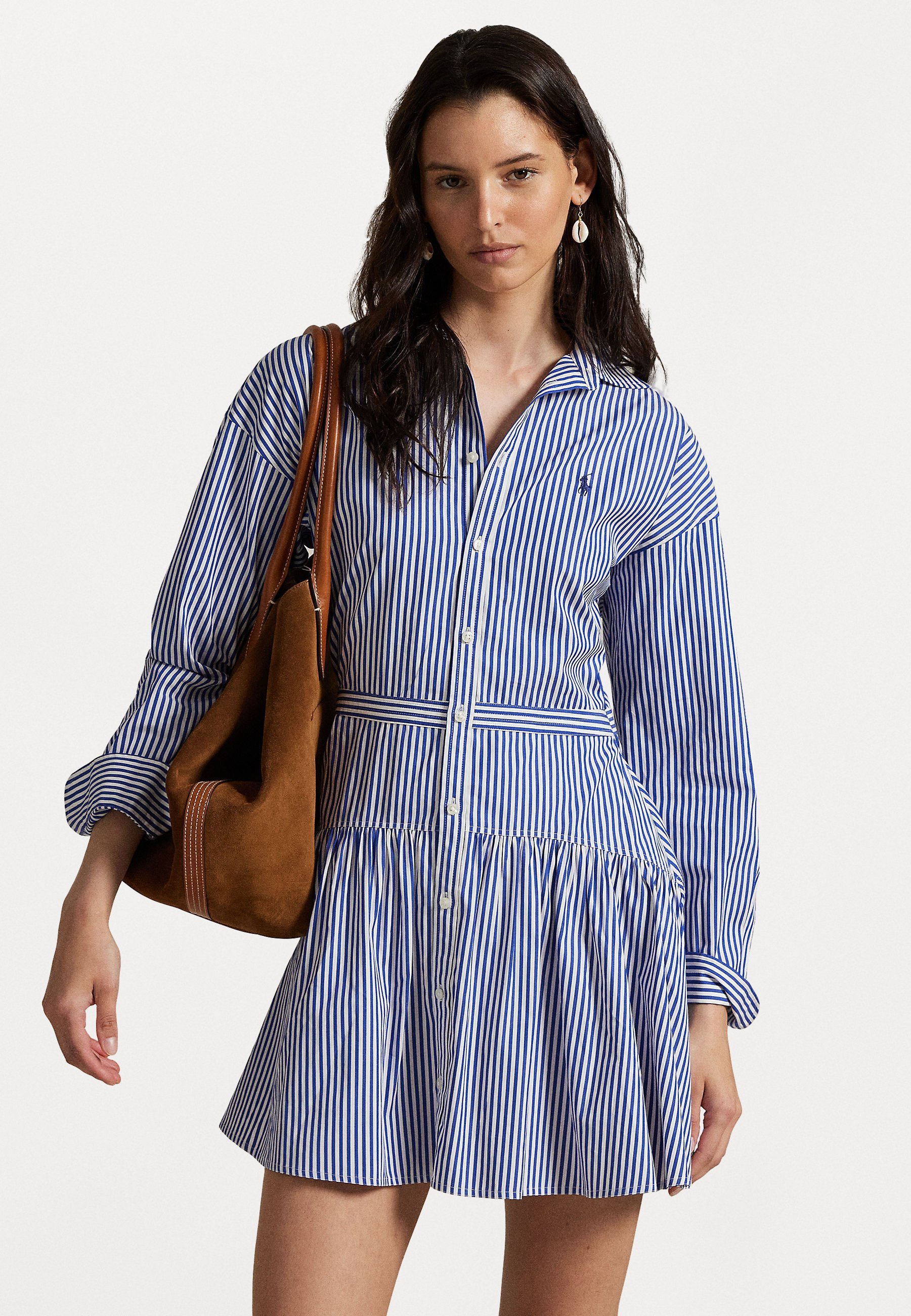 Polo Ralph Lauren dryžuota medvilninė marškinių suknelė - Marškinių suknelė - mėlyna/balta