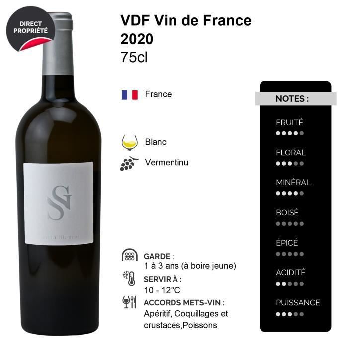 Carta Bianca Blanco 2020 - 75cl - Domaine San Gavino - Vino Blanco Corso - Denominación de Origen VDF Vin de France - Origen Corso