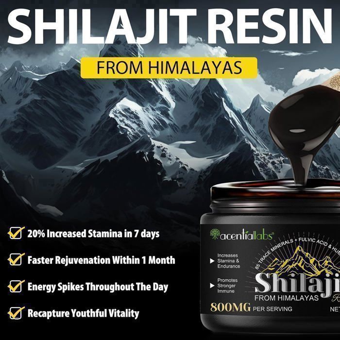 X2 Lot de Shilajit Pure 60g - Résine de Shilajit Himalaya Purifiée 100% Naturel Riche avec 85+ Traces de Minéraux