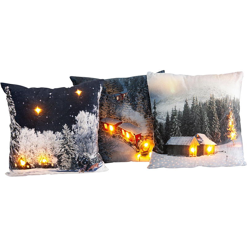 Woonkussen 45x45 cm met LED-verlichting, natuurmotief