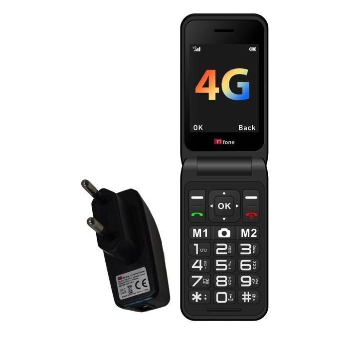 TTfone TT760 4G Mobile de base à gros boutons pour personnes âgées avec bouton d'assistance d'urgence (Rouge, avec Chargeur)