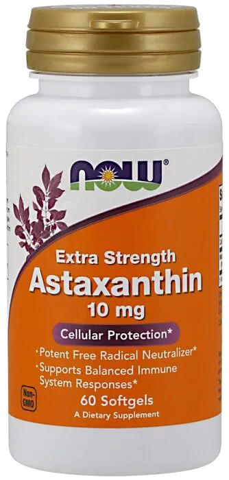 Now Foods Astaxanthin 10 mg, Suplement diety zawierający astaksantynę, Kapsułki