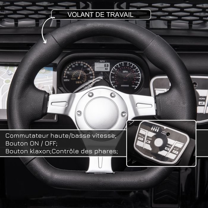 Coche eléctrico HOMCOM de 12 V con control remoto para niños, suspensión en las 4 ruedas, faros, claxon y MP3. Fabricado en PP. Color negro.