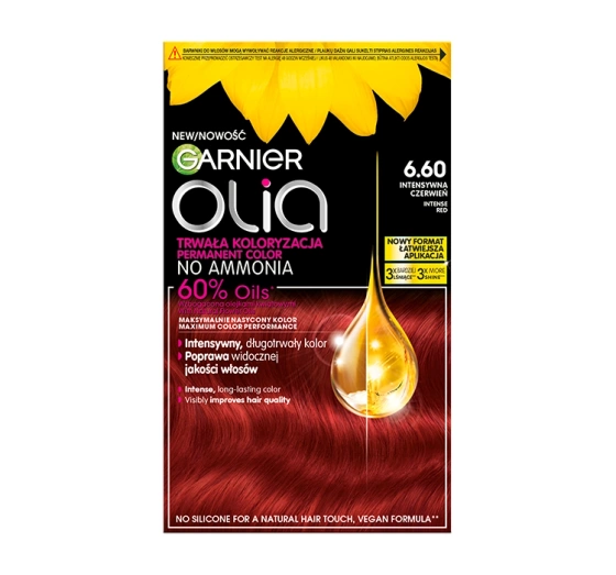 Garnier Olia trwała farba do włosów bez amoniaku 6.60 Intensywna Czerwień