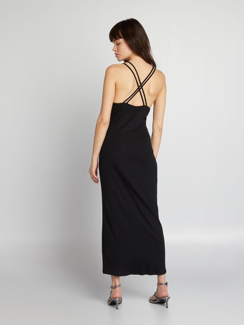 Vestido de canalé - negro