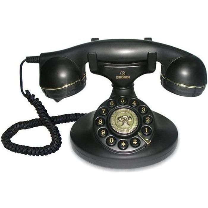 Telefono fisso Vintage 10 - BRONDI - Nero - Vivavoce - Identificativo del chiamante - Suonerie
