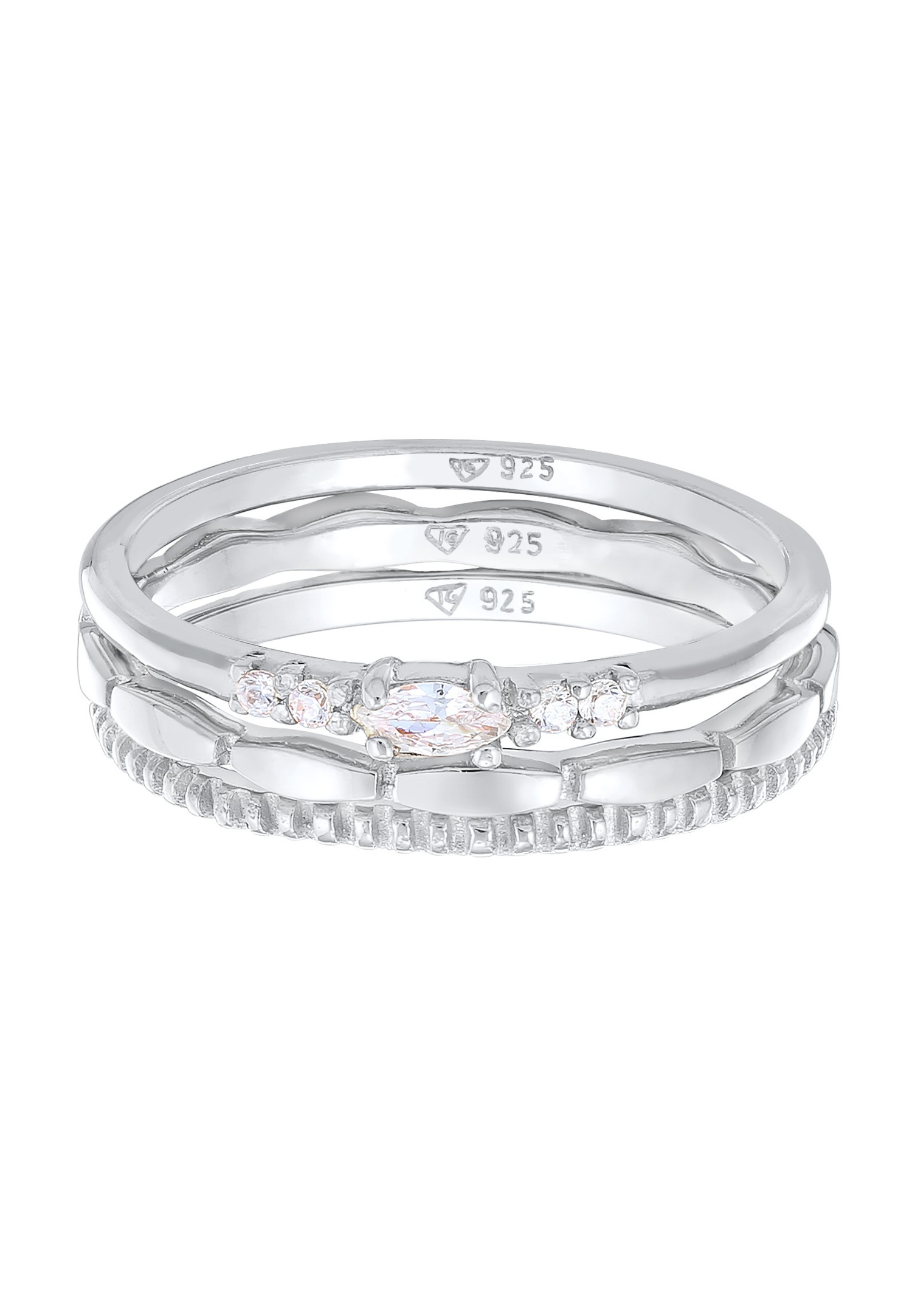Elli Femmes pile Marquise Basique Set avec cristaux de zirconium en argent sterling 925