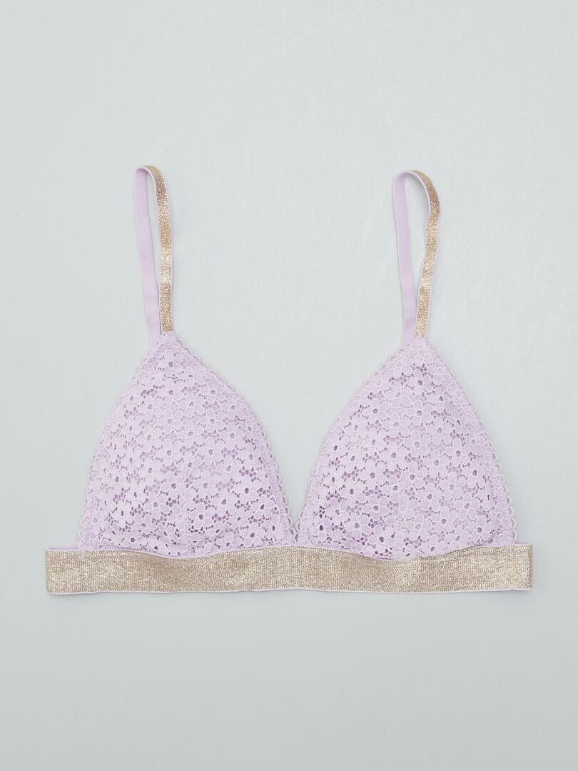 Sutiã Triângulo Acolchoado com Renda - ROXO