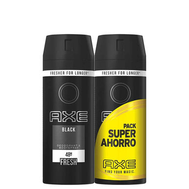 AXE Duo Black -deodorantti ja vartalosuihke Fresh 48h -pakkaus, miesten hajustettu deodorantti, 150 ml x 2, 150 ml x 2