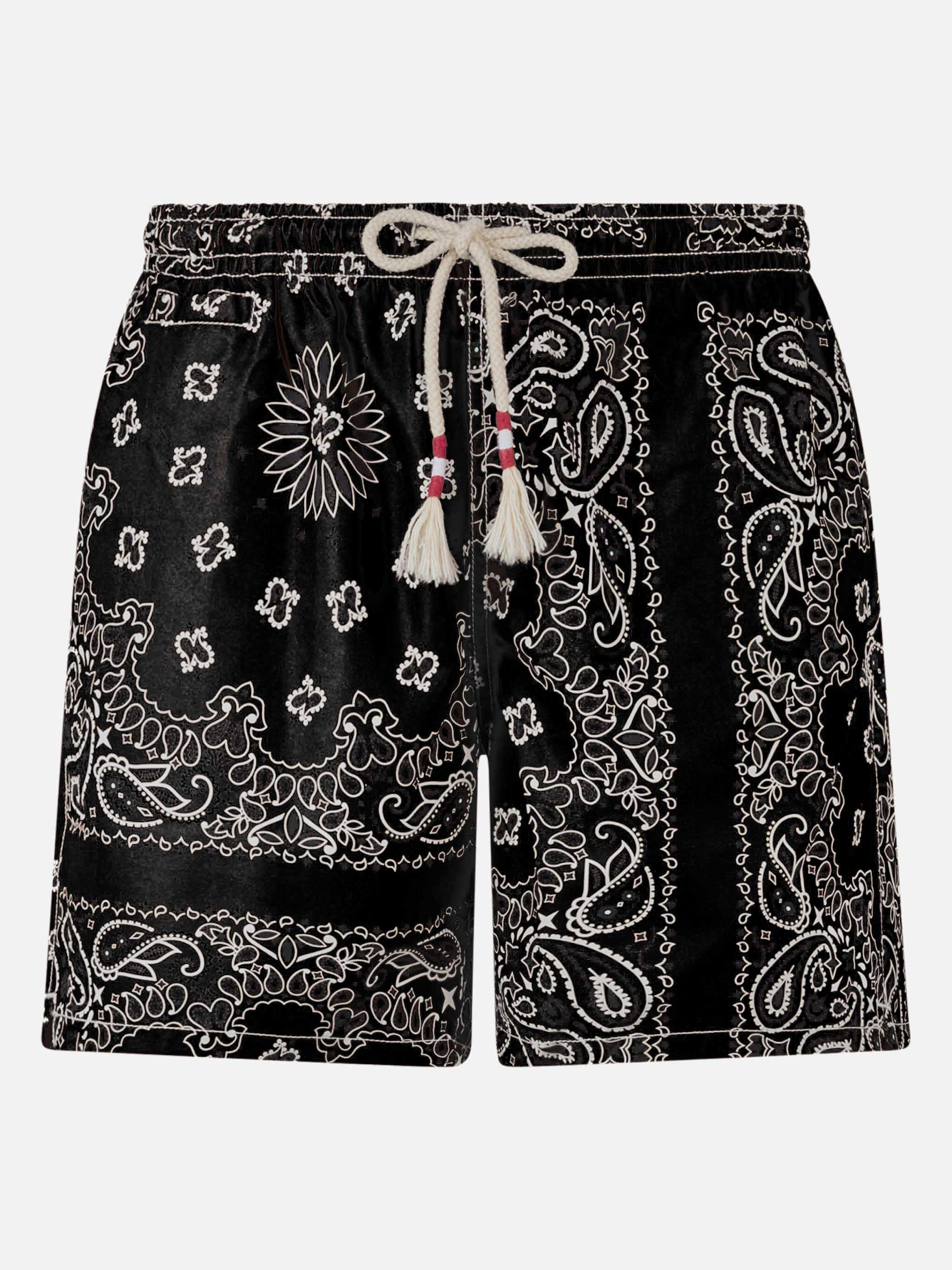 Zwarte zwemkleding voor heren met bandana-print