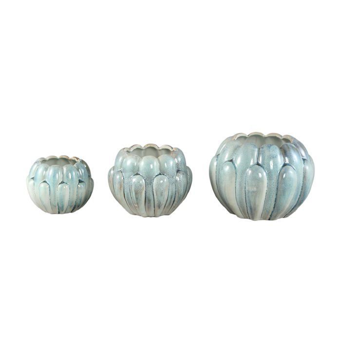 Vaso de flores PTMD Divinder - 25x25x19 cm - Cerâmica - Azul Petróleo