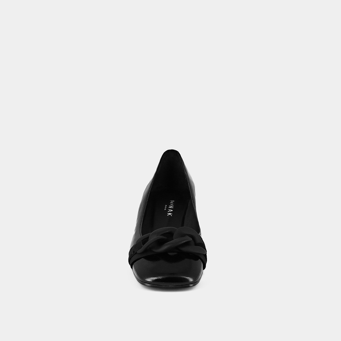 Ballerines à nœuds  en vernis plissé noir