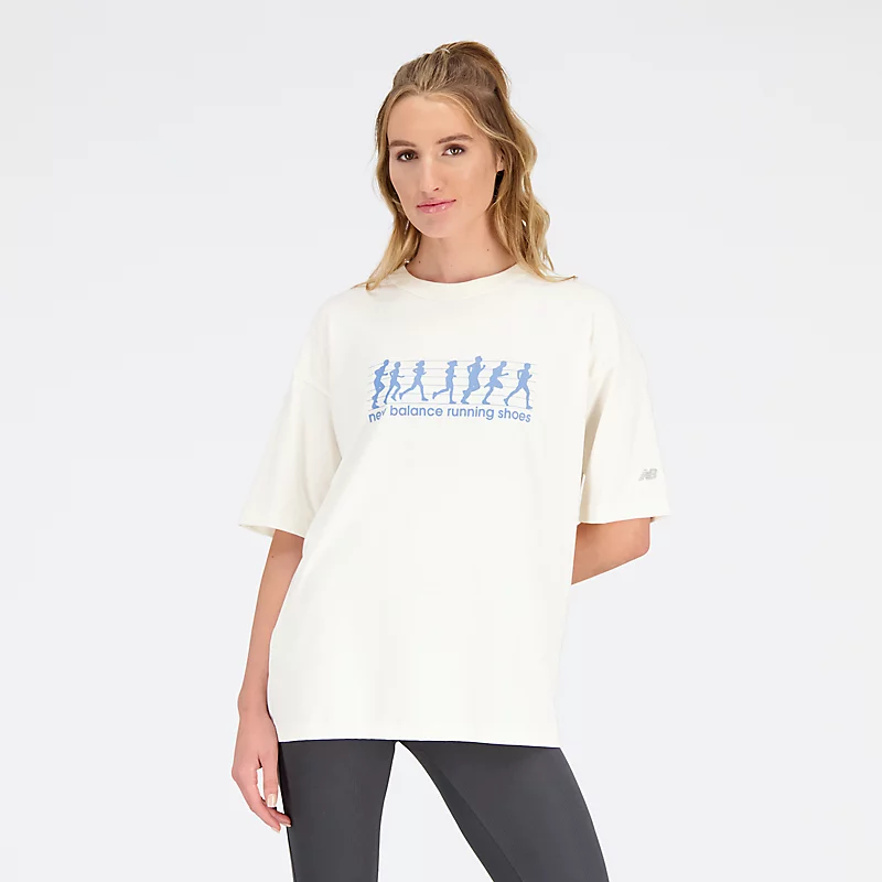 Damska koszulka sportowa z bawełny Remastered, oversize'owa, w kolorze GREIGE