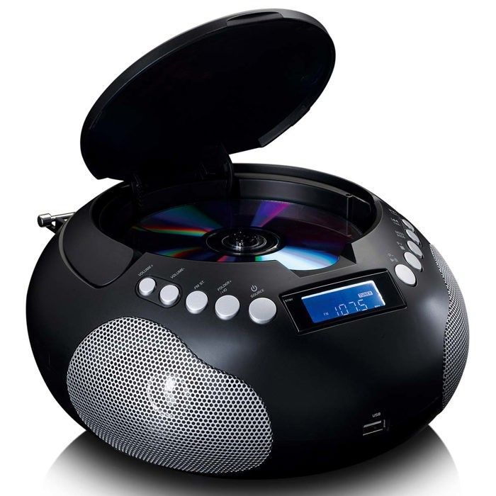 Lenco SCD-331BK - Rádio portátil e leitor de CD/MP3 com USB e Bluetooth® - Alimentação por bateria ou tomada