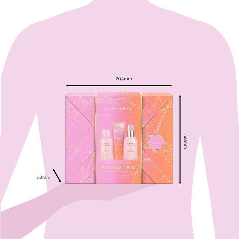 Conjunto de presente para o corpo com óleos de jojoba, baunilha e amêndoa da Baylis & Harding