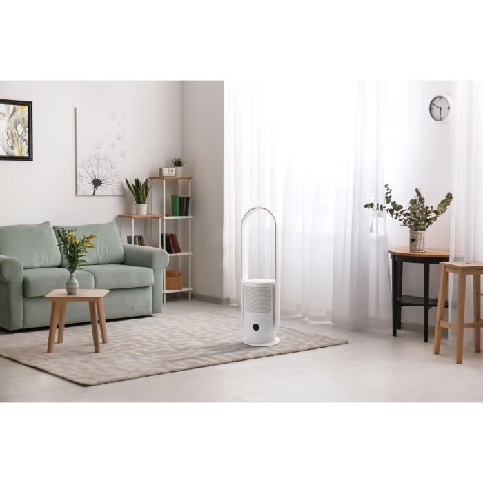 Ventilador purificador de aire OCEANIC con filtro - Sin aspas - Oscilación - 35 W - Altura: 80 cm - Temporizador de 8 horas - Control remoto
