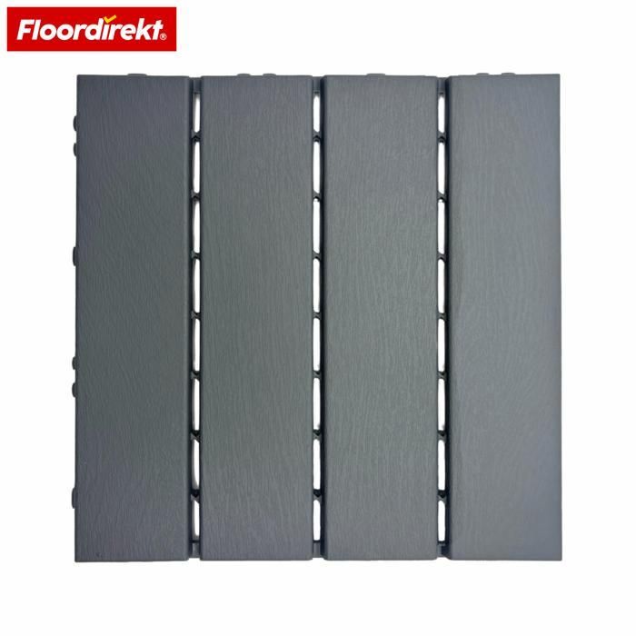 Lot de 11 Dalles de terrasse Gris Elyse 30 x 30 cm Dalles clipsables effet lames de bois - 1 m²
