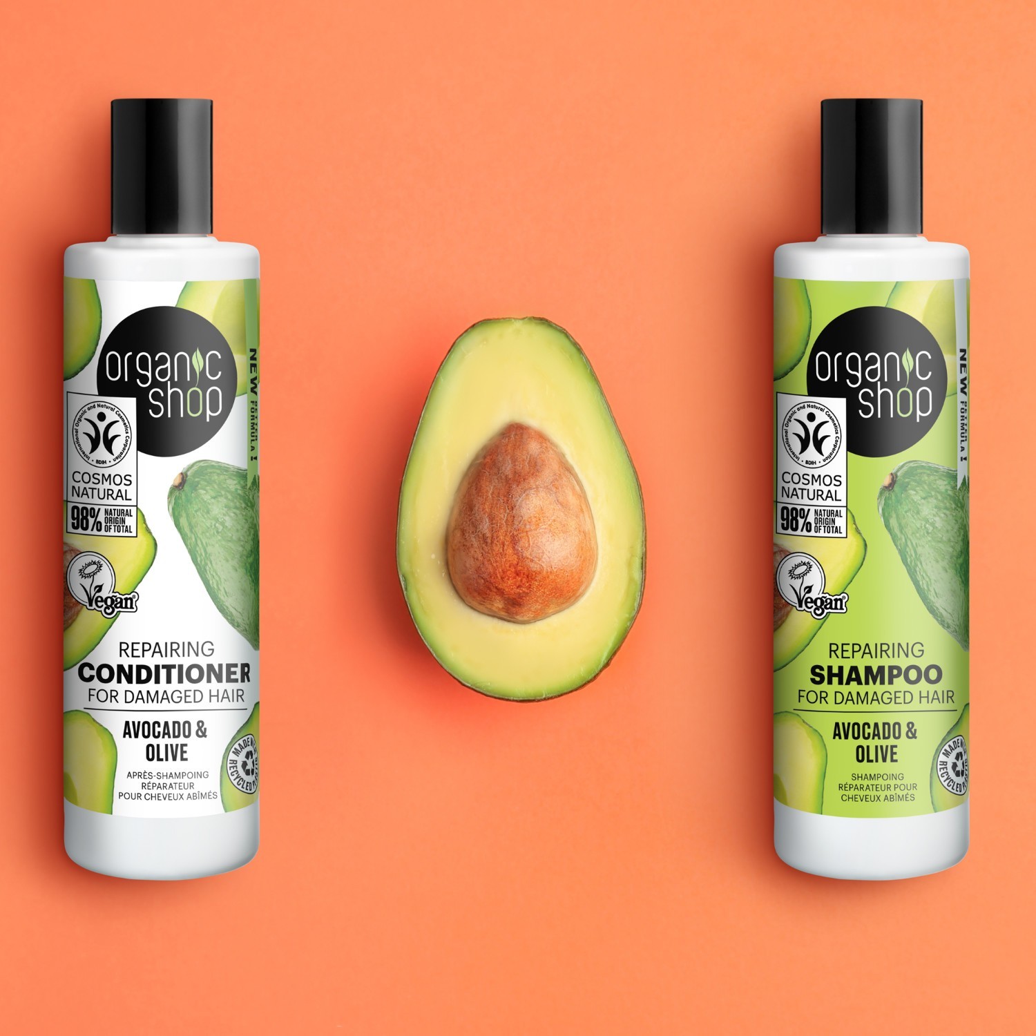 Organic Shop Après-shampoing cheveux abimés Avocat Olive Vegan Naturel