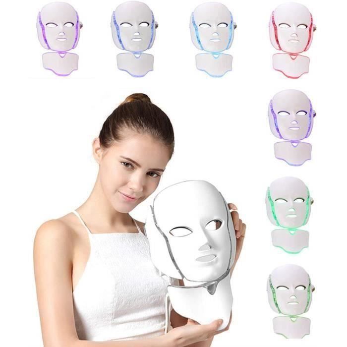 7 Color LED Light Therapy Mask, LED Photon Mask with Neck, Facial Beauty, Skin Rejuvenation Care, Phototherapy