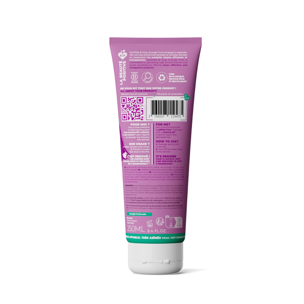 Energie Fruit shampooing collagen repair sans sulfate - cheveux tres abimes - collagene vegetal & vitamine b