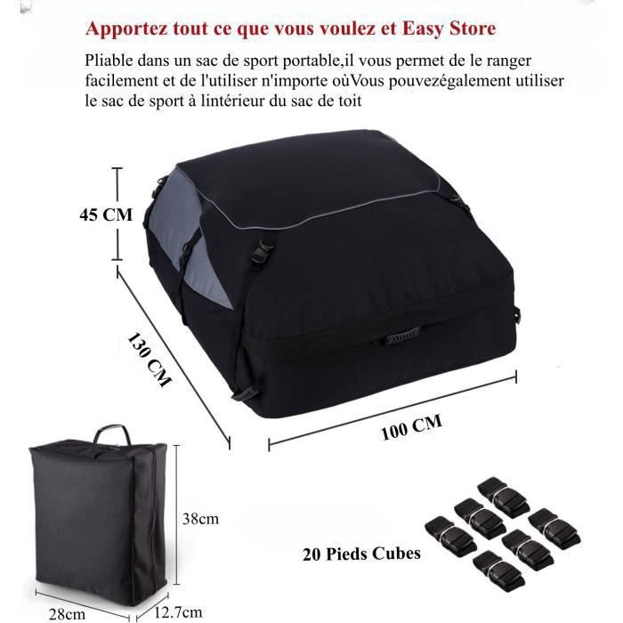 Bolsa para techo de coche - TOOLUCK - 130x100x45cm/580L - Caja para techo de coche resistente a la intemperie - Tejido Oxford 900D - Para viajes