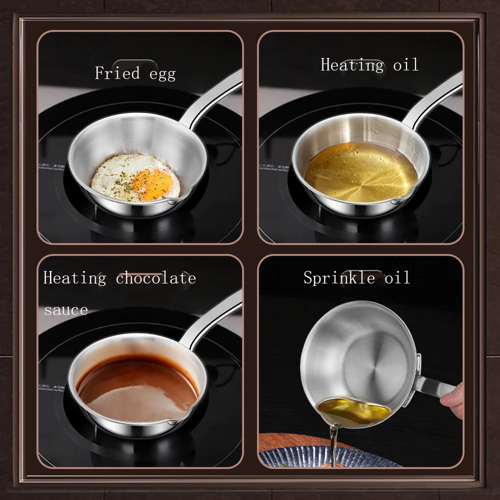 Casserole en acier inoxydable 12 cm, mini-marmite à soupe et à lait, poêle à œufs, casserole résistante aux brûlures, accessoires de cuisine