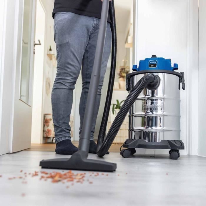 Scheppach VC25 Wet and Dry Vacuum Cleaner - 1200W - 25L Stainless Steel Tank