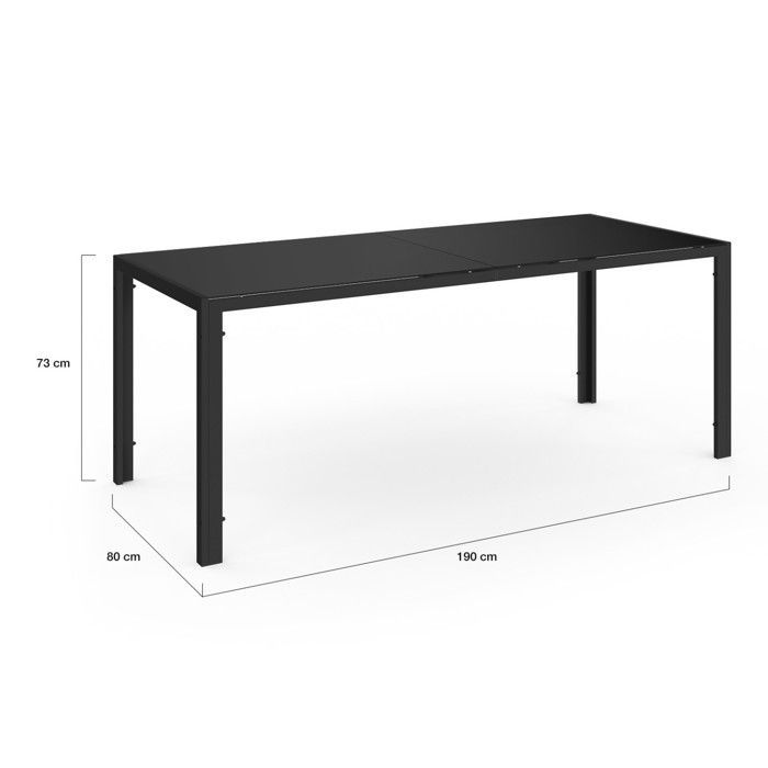 Set di mobili da giardino IDMARKET MADRID: tavolo da 190 cm e 8 sedie impilabili nere.