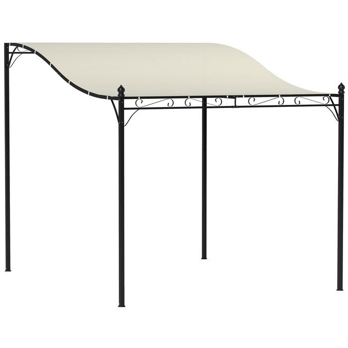Pérgola de jardín Outsunny - Techo impermeable, orificios de drenaje - Estructura metálica - 3 x 2,5 m - Color crema