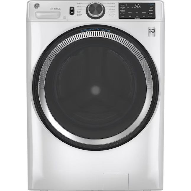 GE UltraFresh Vent System, stohovatelná inteligentní pračka s předním plněním o objemu 4,8 krychlových stop (bílá), ENERGY STAR