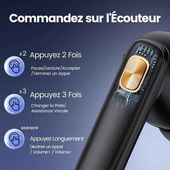 DJOIN Wireless Bluetooth Earbuds, Bluetooth 5.3 Touch Control, Noise Reduction, 68H Battery Life, IPX7 Waterproof