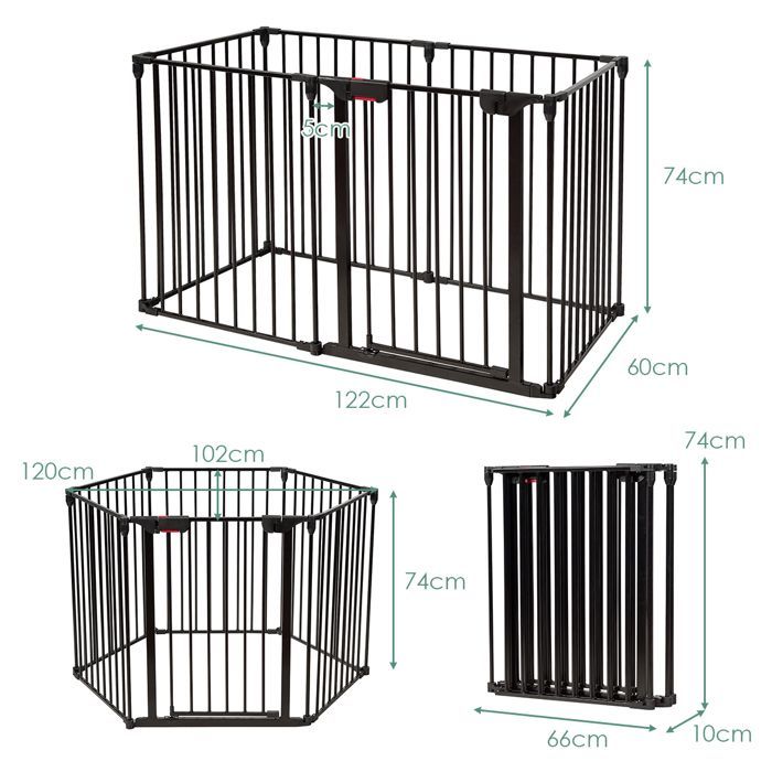 Barrera de seguridad plegable COSTWAY - Pantalla para chimenea de 380 cm - 6 paneles - Sistema de bloqueo manual - Para niños