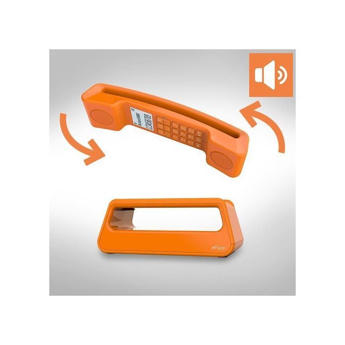 Teléfono inalámbrico fijo DECT - ALCATEL - ePure Iconic - Diseño vintage - Naranja