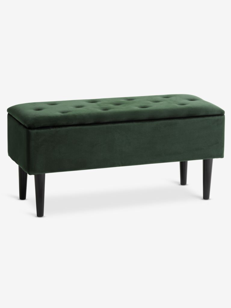 KÚPEĽŇOVÁ lavica s úložným priestorom, zelený zamat/čierna