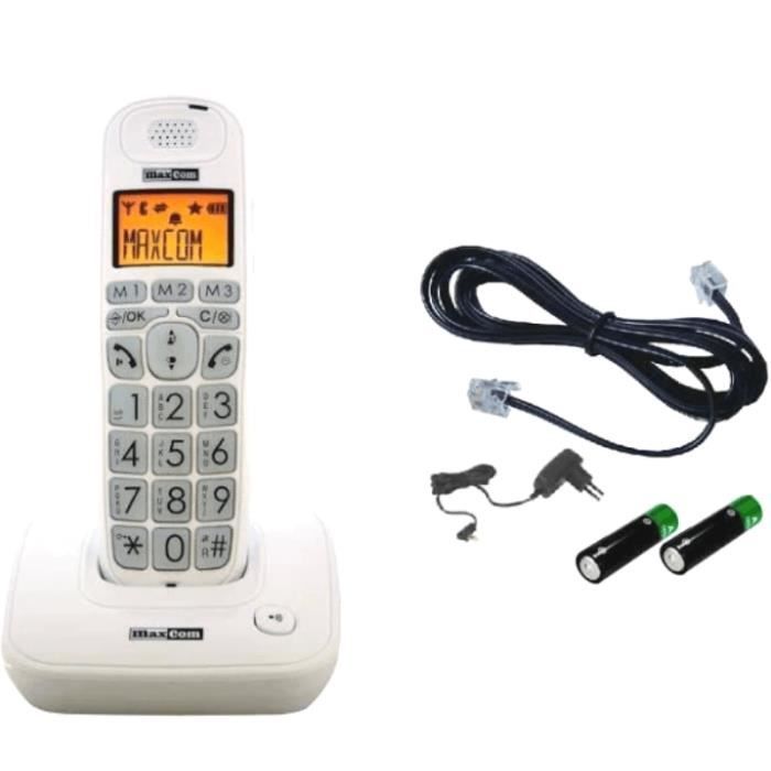Telefone fixo para idosos - MAXCOM - MC6800 - Botões grandes - Branco - 1 monofone