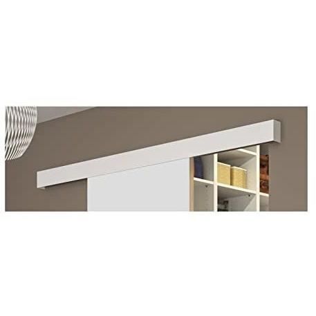 OPTIMUM Skjutdörrskit, vit finish - Skena med 2 mjukstängare + vit skenskydd - 204 x 73 cm