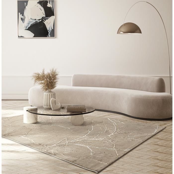 Tappeto moderno - IL TAPPETO - Mila - Beige Oro - 80x150 cm - Effetto Flash