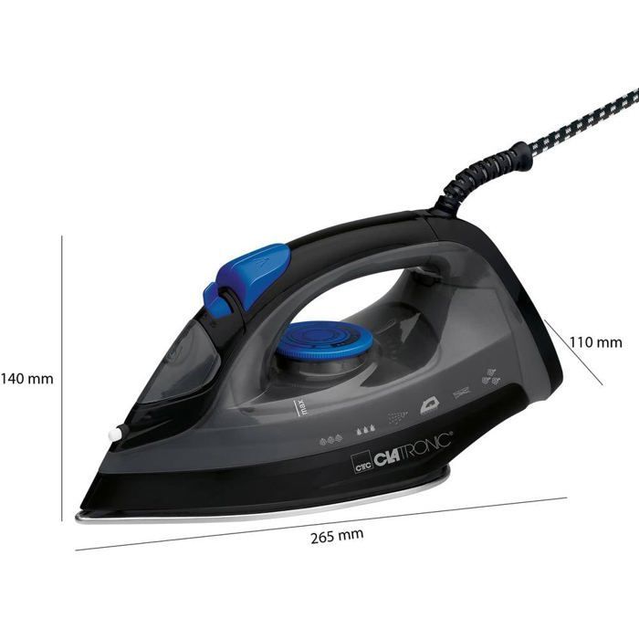 Fer à repasser vapeur avec 7 fonctions 1800W Clatronic DB 3703 Noir/bleu