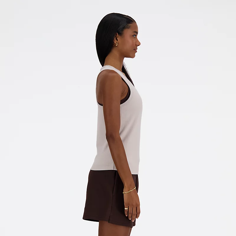 Damski top typu racer z dzianiny Linear Heritage Rib Knit - MOONROCK