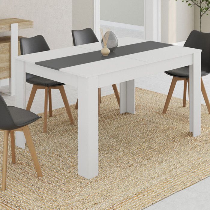 Mesa de comedor rectangular fija - IDMARKET - GEORGIA - Blanca y gris - 6 personas - 140 cm